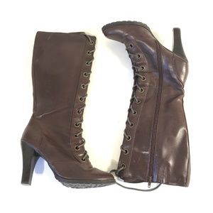 Joy and Peace Womens High Boots Lace up Brown